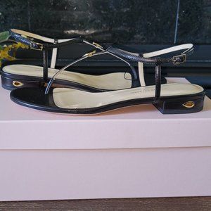 Jennifer Chamandi Pietro 20mm Black Leather Sandal, NIB